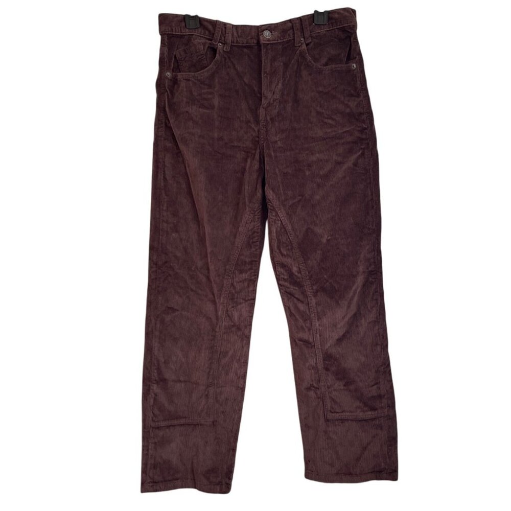 Free People Women Boho Indie Corduroy Straight Pants Size 29 Brown Minimalist